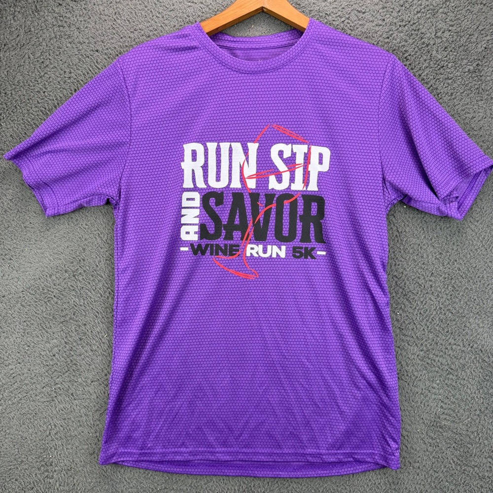 Leslie Jordan Cheetah Eclipse Wine Run 5K Purple Performance Shirt Mens Medium